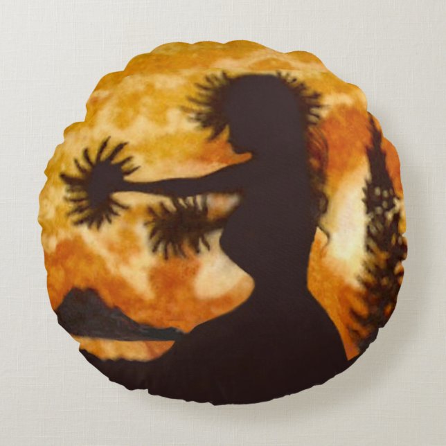 Cojín Redondo Hula Dancer (Anverso)