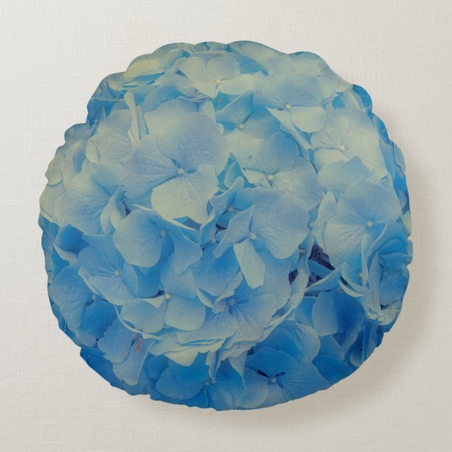 Cojín Redondo Hydrangea azul (Anverso)