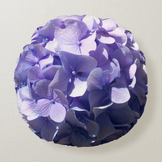 Cojín Redondo Hydrangeas púrpura (Anverso)