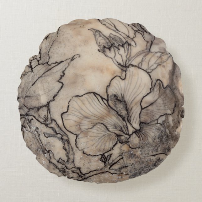 Cojín Redondo I floral tatuado (Anverso)