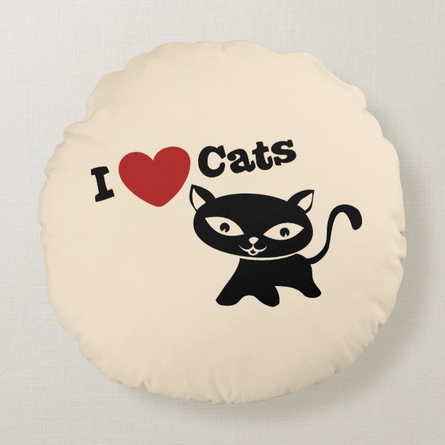 Cojín Redondo I love cats (Anverso)
