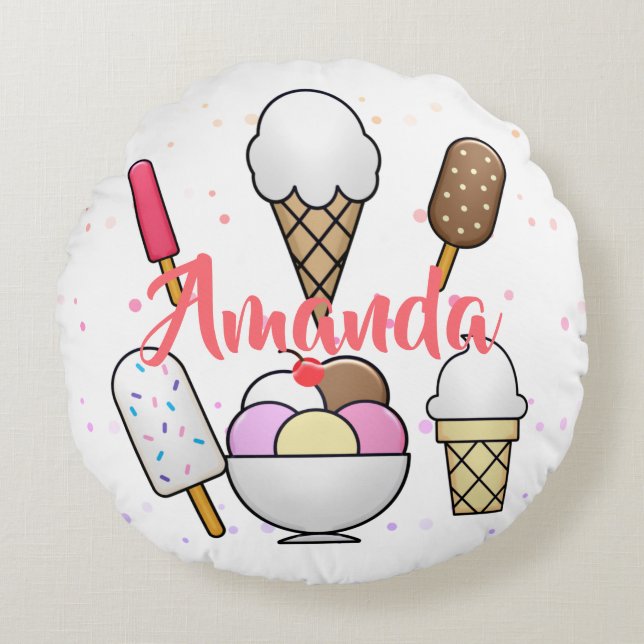 Cojín Redondo Ice Cream Parlor Dream (Anverso)