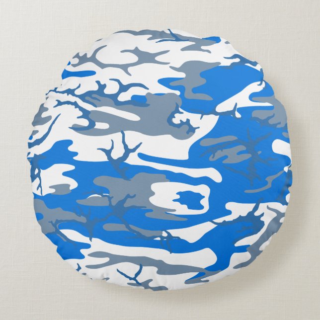 Cojín Redondo Ice Water Blue Camo (Anverso)