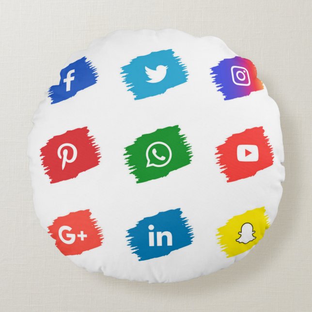 Cojín Redondo Icono de medios sociales (Anverso)