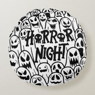 Cojín Redondo Icono fantasma lindo de Halloween de varios estilo