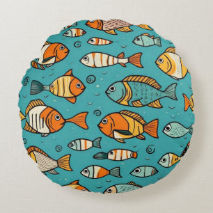 Cojín Redondo Ideas de regalo de patrones de peces