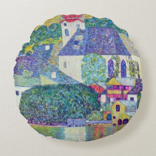 Cojín Redondo Iglesia de San Wolfgang por Gustav Klimt, Arte Vic