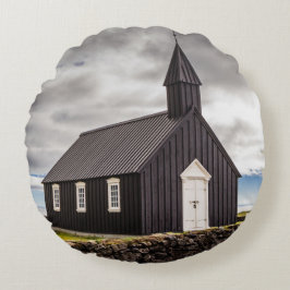 Cojín Redondo Iglesia Negra De Budir, Islandia