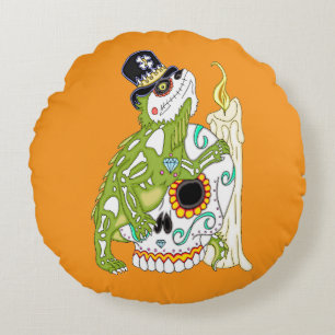Cojín Redondo Iguana Sugar Skull