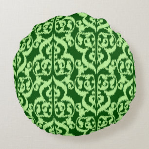 Cojín Redondo Ikat Morish Damask - verde pino y menta