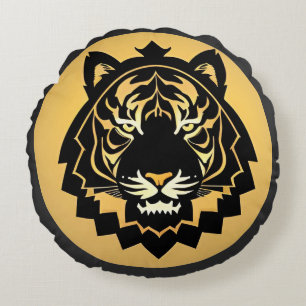Cojín Redondo Ilustración abstracta y audaz de tigre