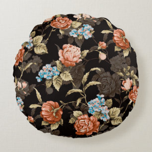 Cojín Redondo ilustracion abstracto floral sin costura
