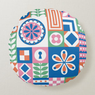 Cojín Redondo Ilustracion aislado de acuarela de kiwi verde