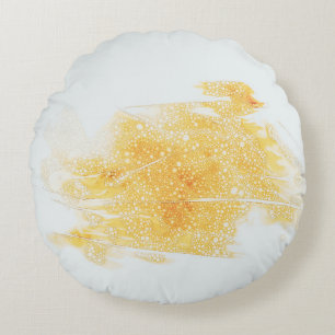 Cojín Redondo Ilustracion amarillo y blanco