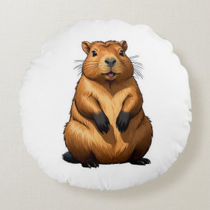 Cojín Redondo Ilustracion animal Cute Capybara Rodent