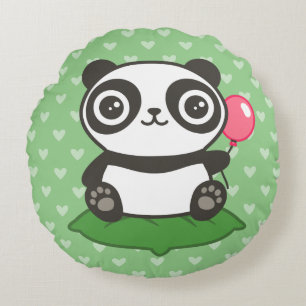 Cojín Redondo Ilustracion Cute Panda