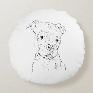 Cojín Redondo Ilustración de American Staffordshire Terrier