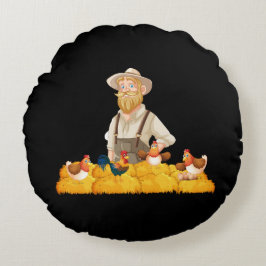 Cojín Redondo Ilustración de arte de agricultura
