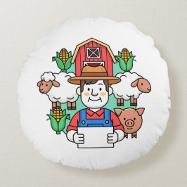 Cojín Redondo Ilustración de arte de agricultura