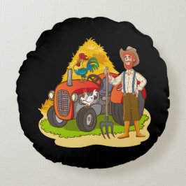 Cojín Redondo Ilustración de arte de agricultura