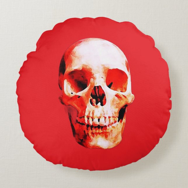 Cojín Redondo Ilustracion de arte pop Skull (Anverso)