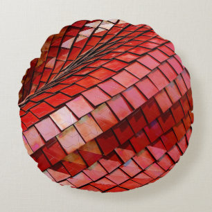 Cojín Redondo Ilustracion de azulejos rojos