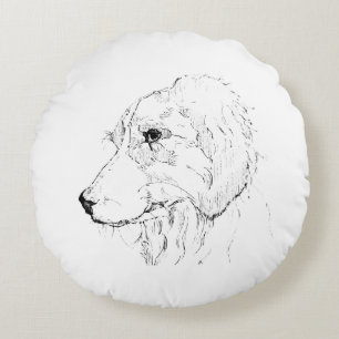 Cojín Redondo Ilustración de Border Collie – Arte Minimalista