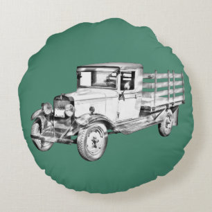 Cojín Redondo Ilustración de camión Chevy 1929 de 1 tonelada con