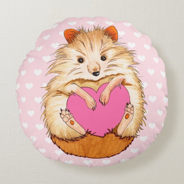 Cojín Redondo Ilustracion de corazón y martillo (Anverso)