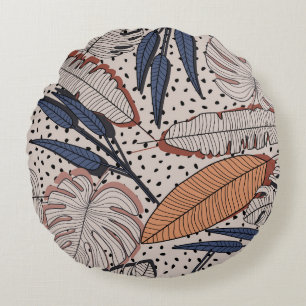 Cojín Redondo Ilustracion de cosecha tropical botánica