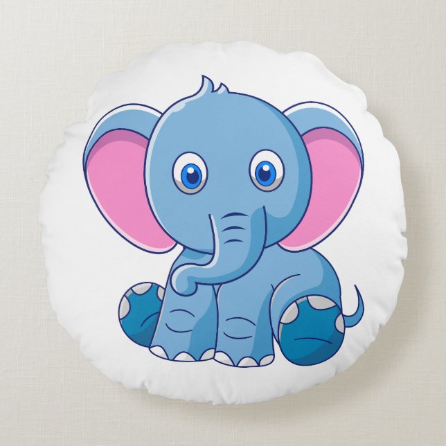 Cojín Redondo Ilustración de dibujos animados de animales (Anverso)