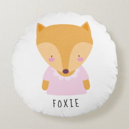Cojín Redondo Ilustracion de Fox Cute - Personalizable