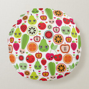 Cojín Redondo ilustracion de fruta manzana