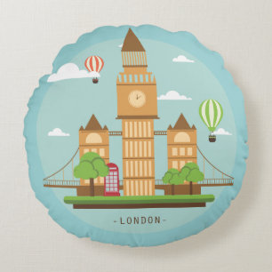 Cojín Redondo Ilustracion de la ciudad de Londres