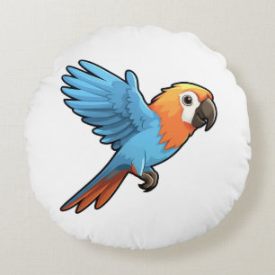 Cojín Redondo ilustracion de loro personalizado