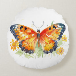 Cojín Redondo Ilustración de mariposa  