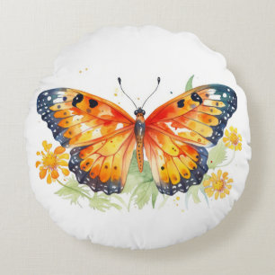 Cojín Redondo Ilustración de mariposa