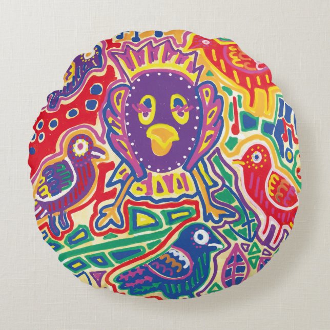 Cojín Redondo Ilustración de Mola1 (Anverso)