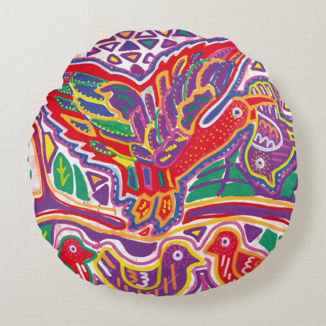 Cojín Redondo Ilustración de Mola3 (Anverso)