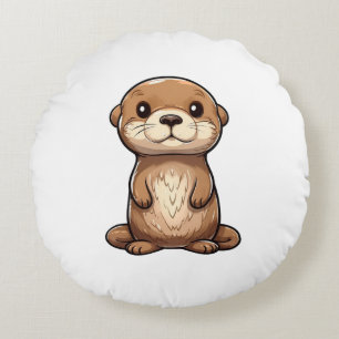 Cojín Redondo ilustracion de nutria personalizado