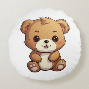 Cojín Redondo Ilustración de oso de dibujos animados