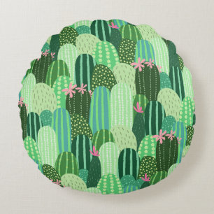 Cojín Redondo Ilustracion de patrón de Cactus sin soldadura de c