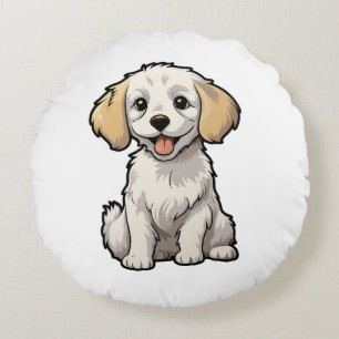 Cojín Redondo Ilustracion de perro de dibujos animados