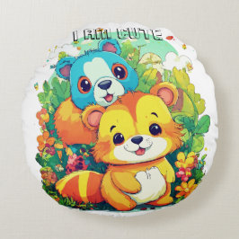 Cojín Redondo Ilustracion de personalizado animal lindo