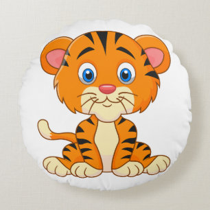 Cojín Redondo Ilustracion de personalizado animal tigre lindo