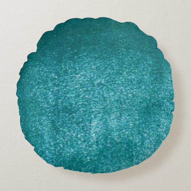 Cojín Redondo Ilustración de terciopelo de Faux Aqua (Anverso)