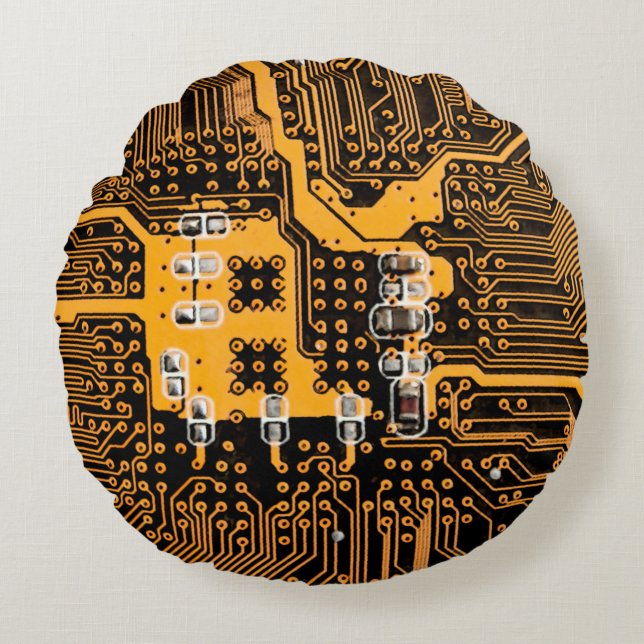 Cojín Redondo Ilustración de textura de microesquema,microchip,r (Anverso)