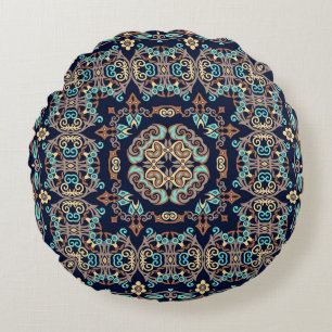 Cojín Redondo ilustracion decorativo abstracto étnico ornamental