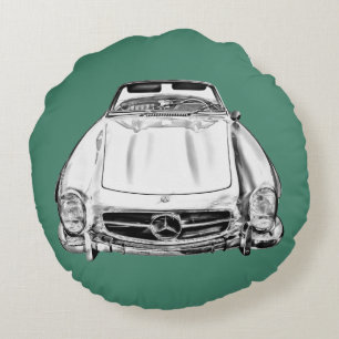 Cojín Redondo Ilustración del coche convertible Mercedes Benz 30