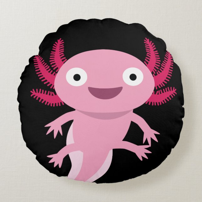 Cojín Redondo Ilustracion divertido Axolotl (Anverso)